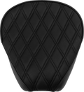 Wide Rear Solo Seat - Double Diamond - Black Stitch for Harley Davidson