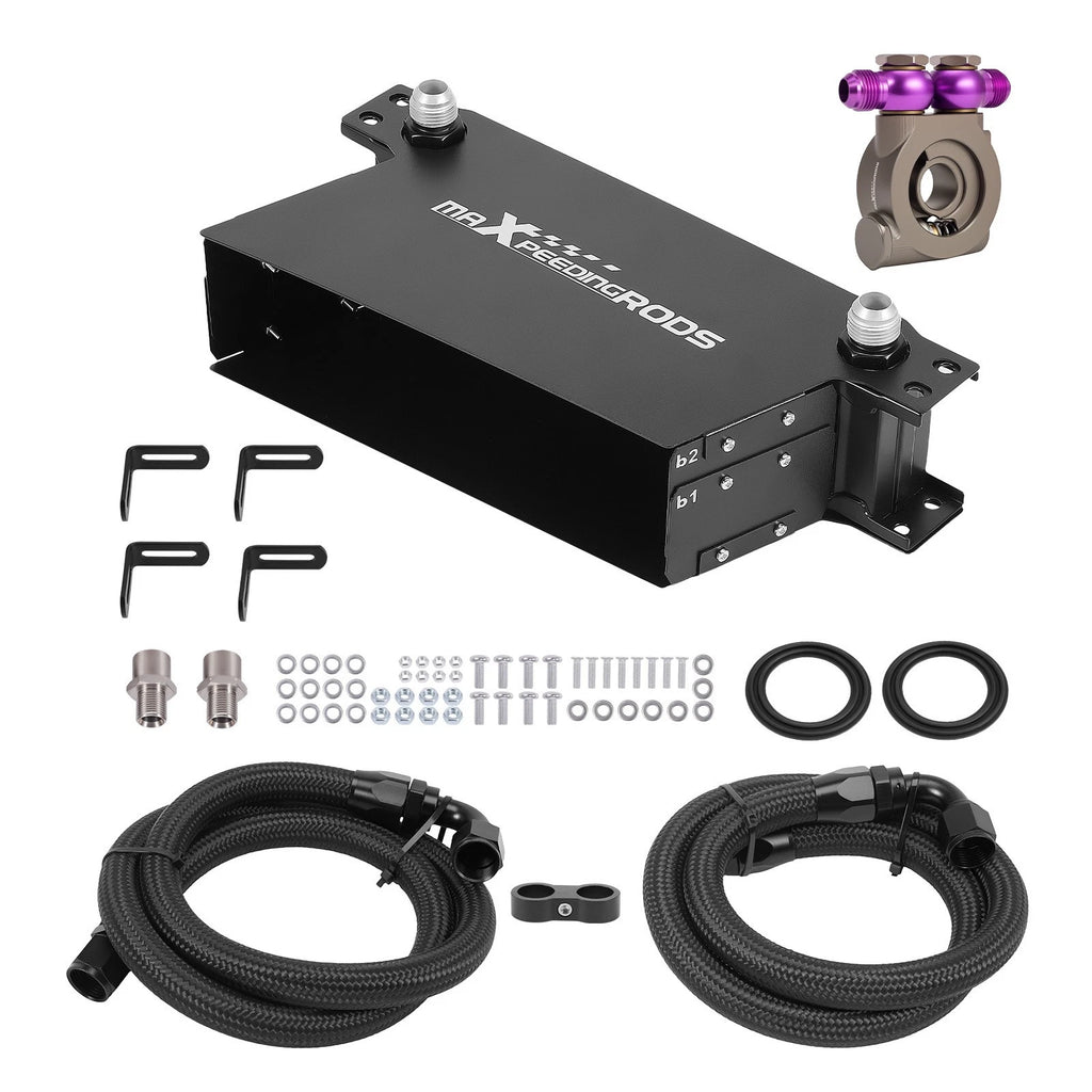 10 Row Aluminum Transmission Oil Cooler 10AN with Thermostat for Universal
