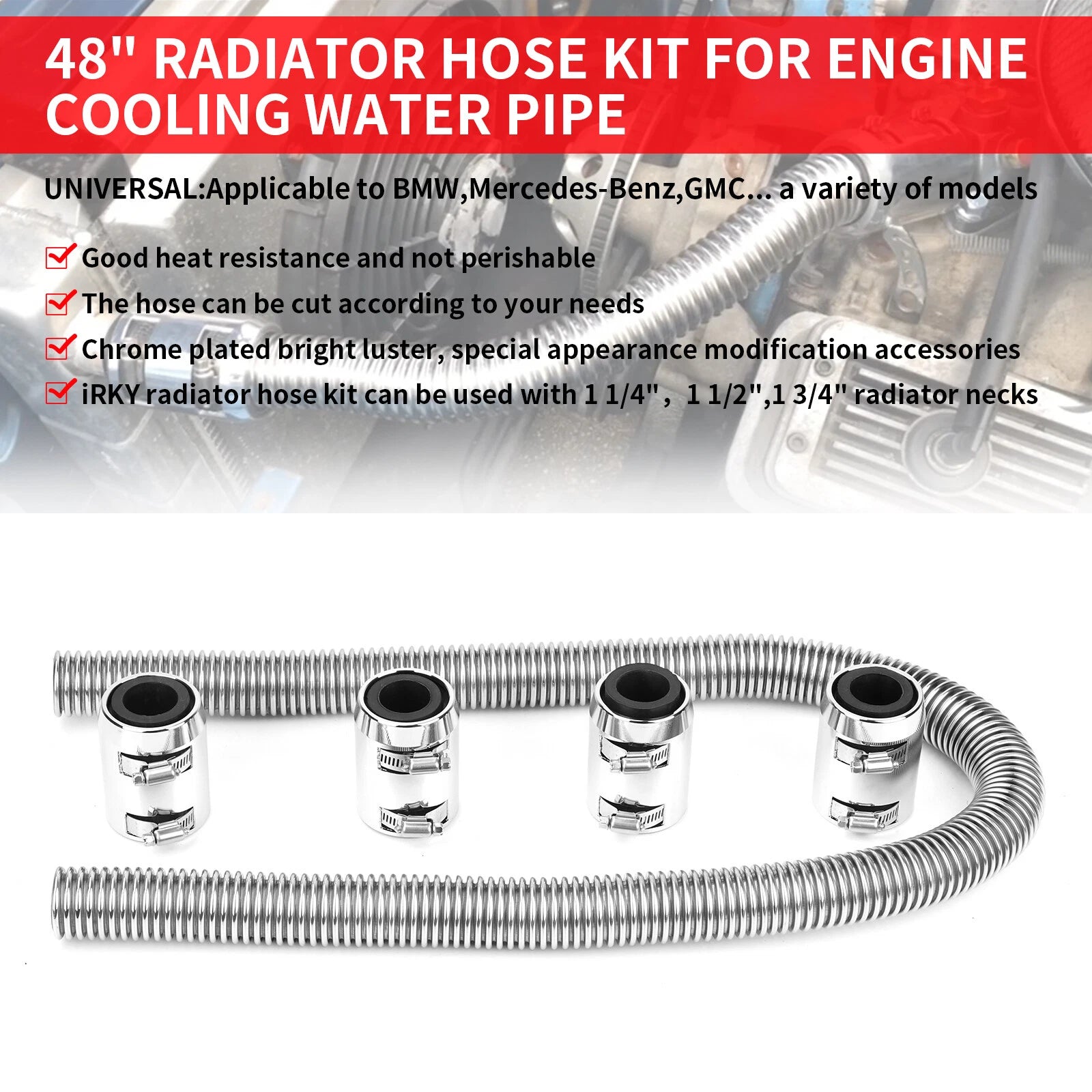 Flexible Radiator Hose Kit for Universal Applications (48")