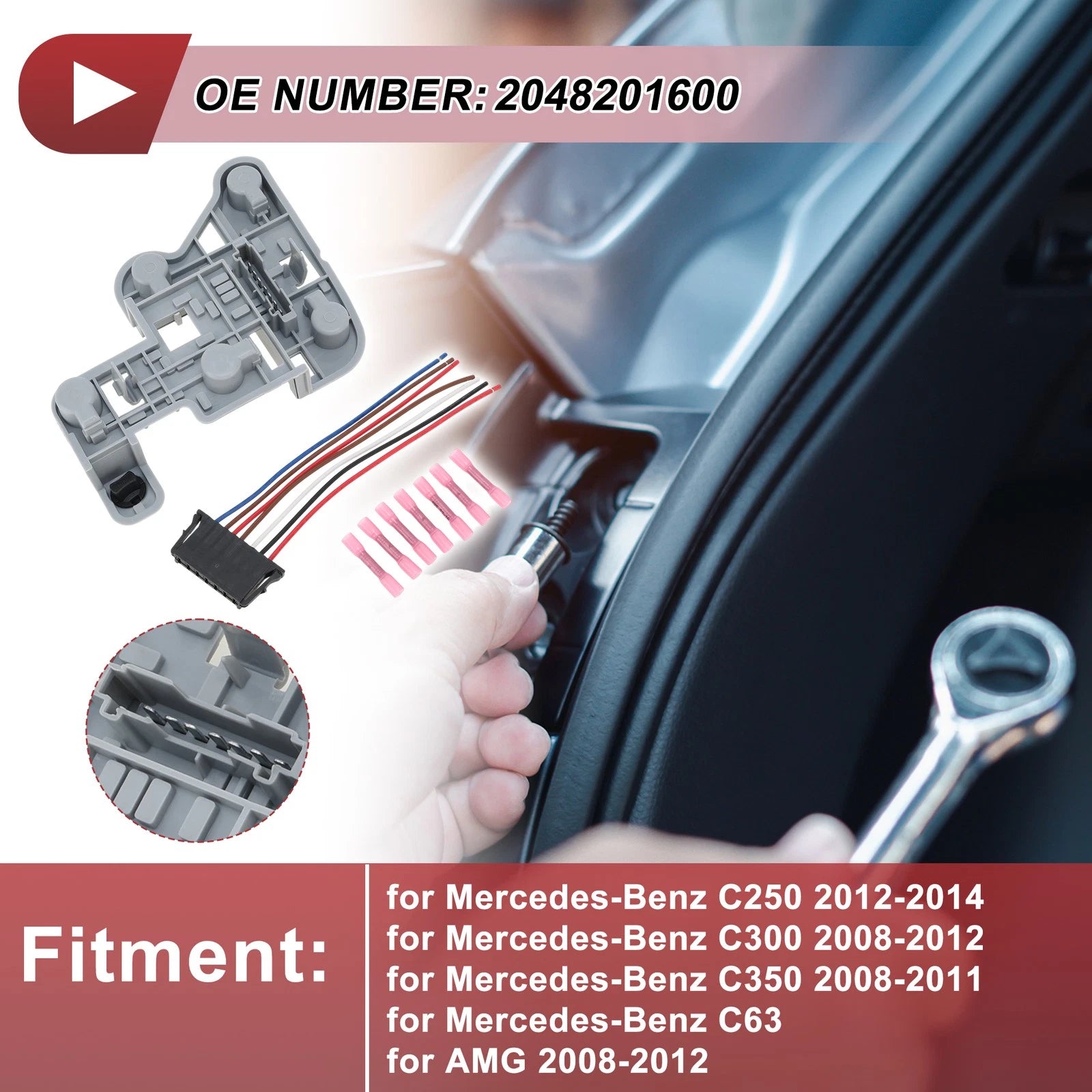 Right Tail Light Socket Wiring for Mercedes-Benz C250 (2012–2014) No. 204-820-16-00