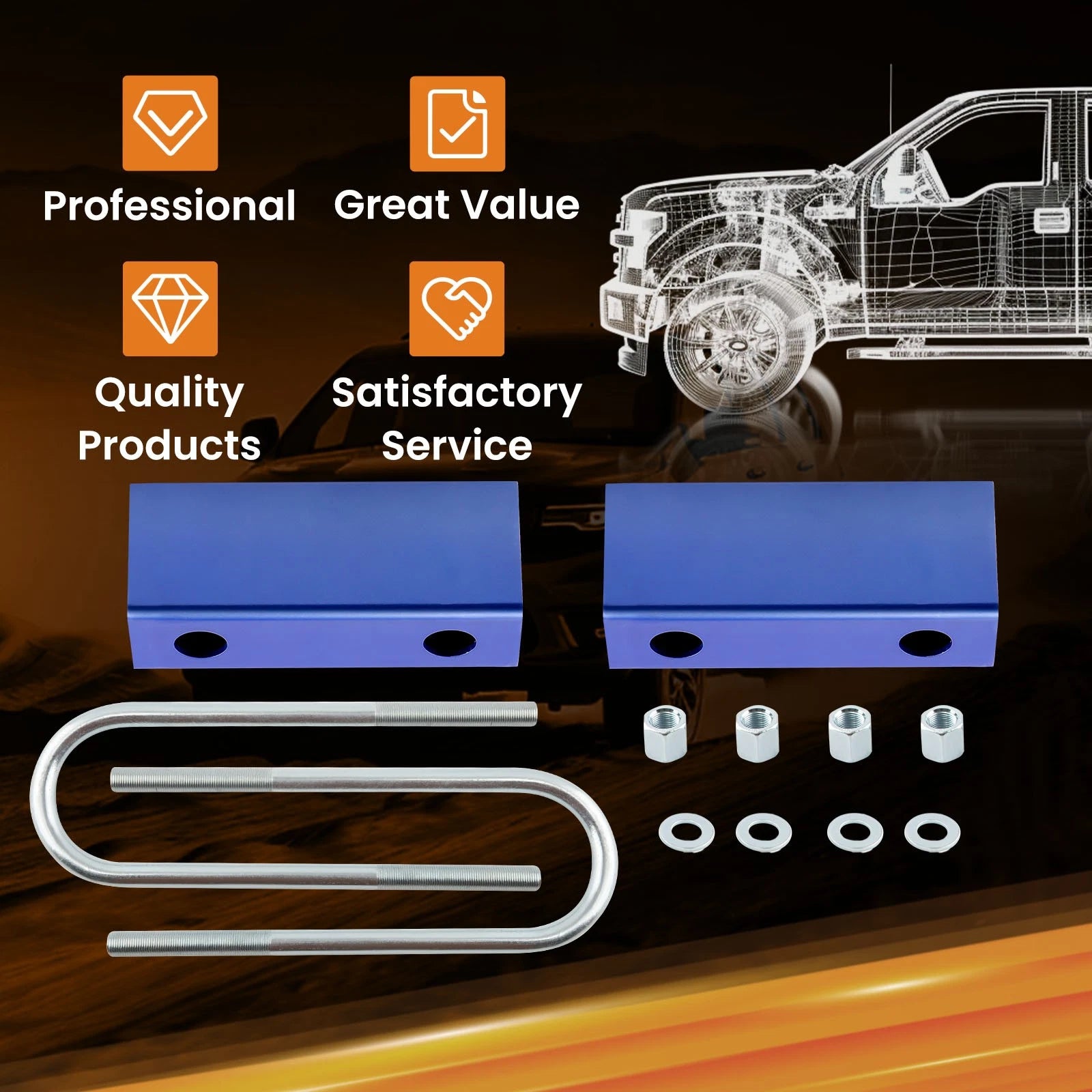 3 Inch Lowering Blocks Drop Kit for GMC Jimmy, Chevy Blazer 2WD (1969-1972)