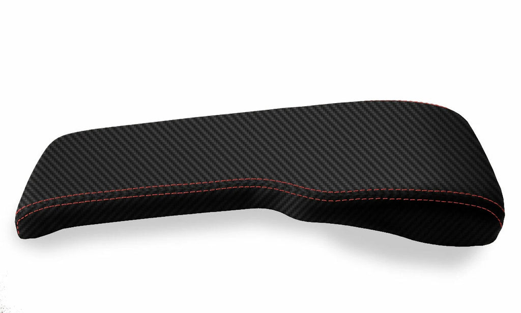 Console Lid Bench Seat Cover for Toyota Tacoma (2001–2004) Carbon Fiber Red Stitch