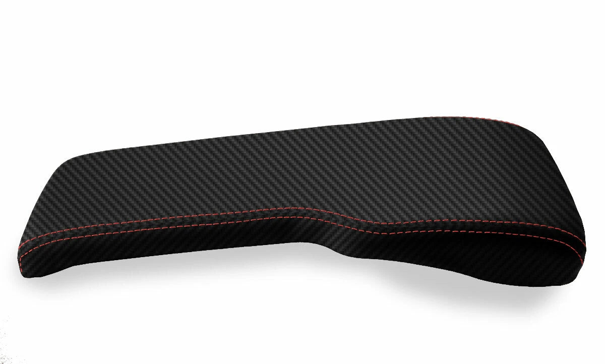 Console Lid Bench Seat Cover for Toyota Tacoma (2001–2004) Carbon Fiber Red Stitch