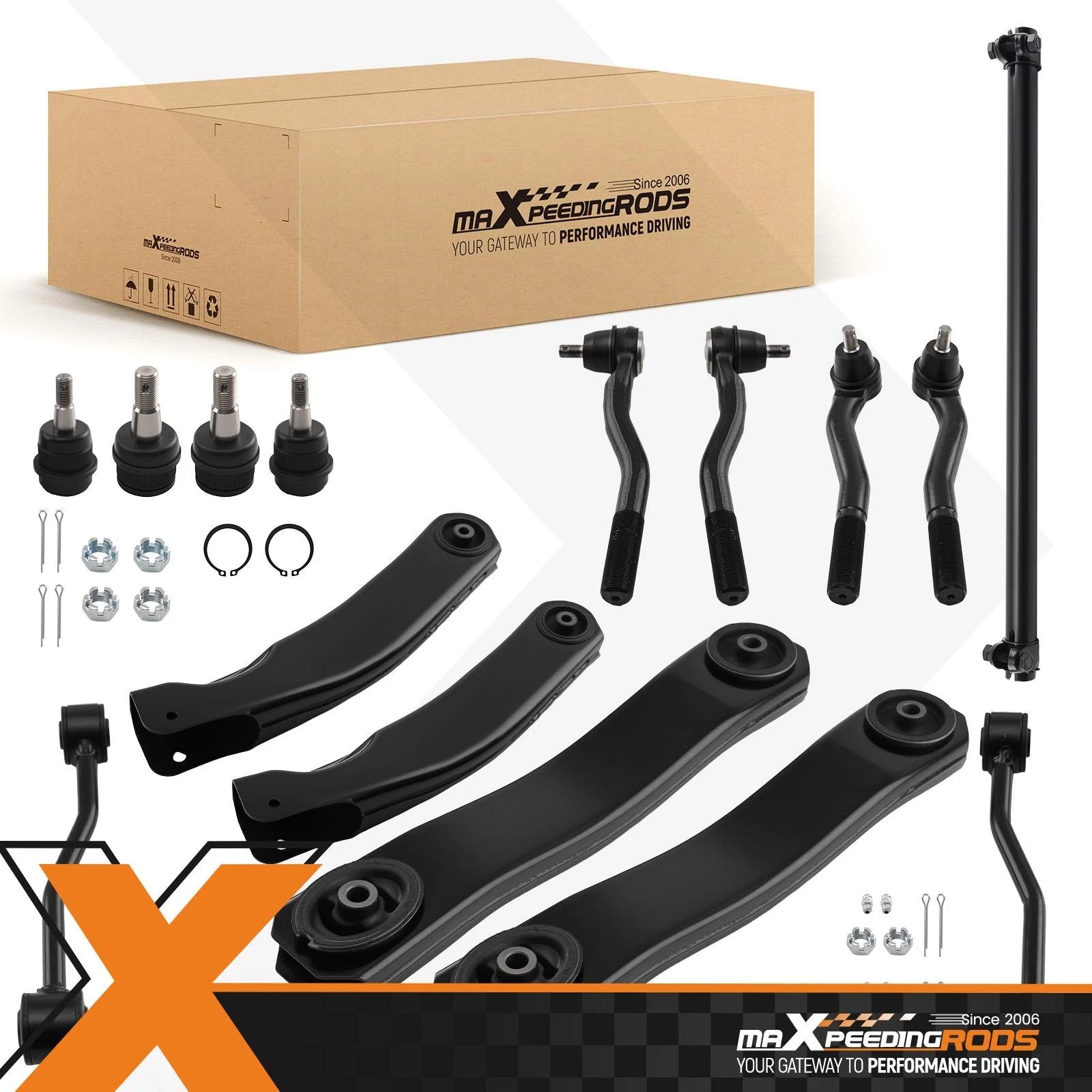 Front Upper Lower Control Arms Tie Rods for Jeep Grand Cherokee (1999-2004)