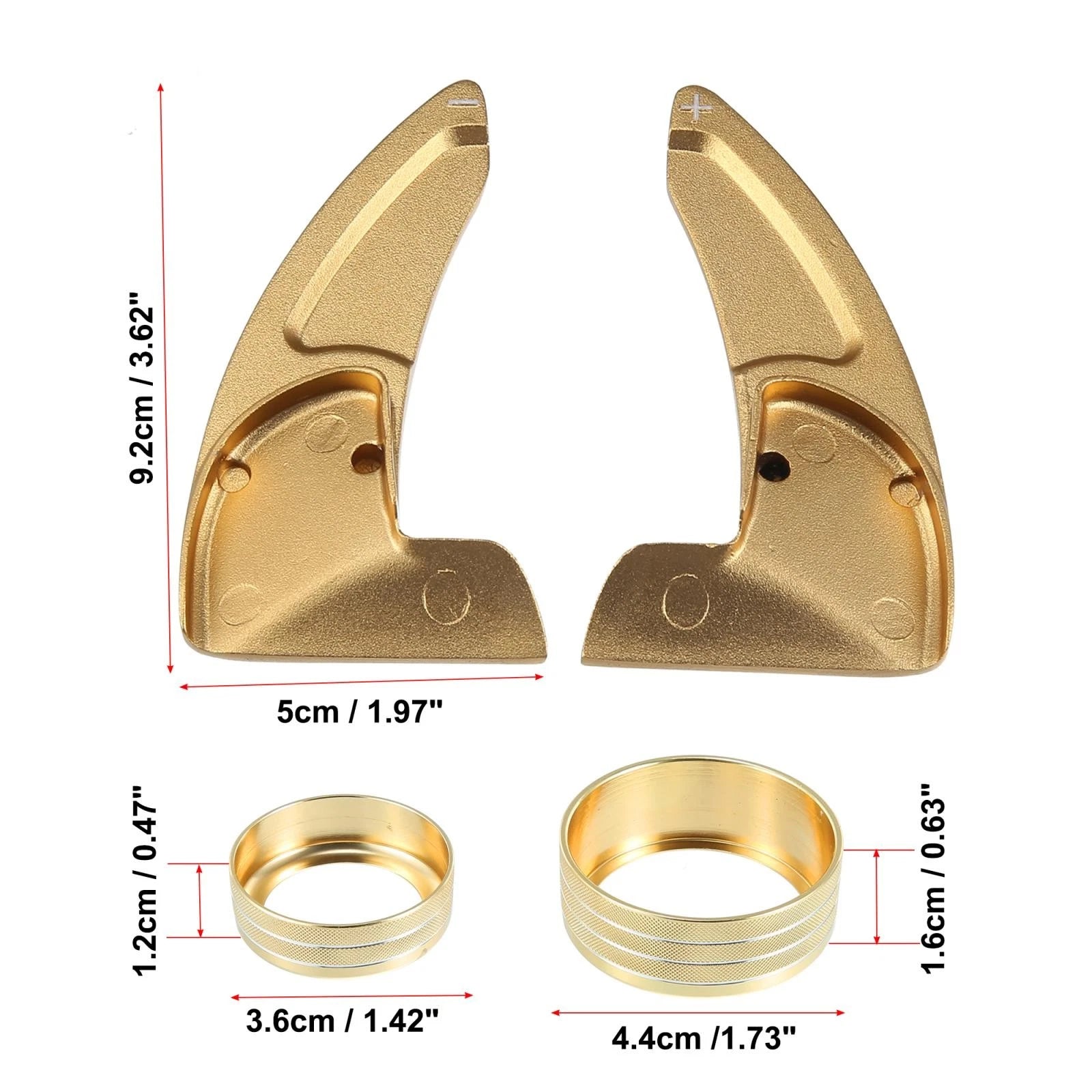 Gold Tone Inner Paddle Shifter AC Volume Knob Cover Ring Trim for Dodge Charger (2011–2023) 745065577943