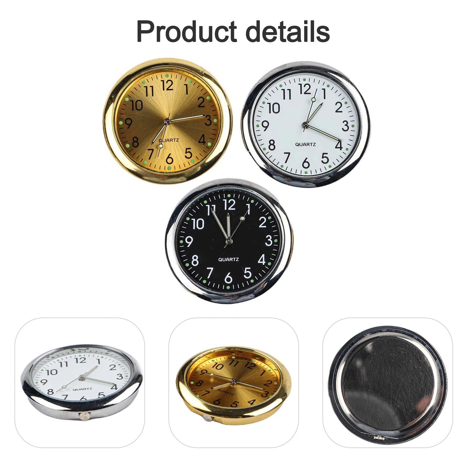 3X 40mm Luminous Car Clocks for Dashboard & Marine Vehicles Accessories