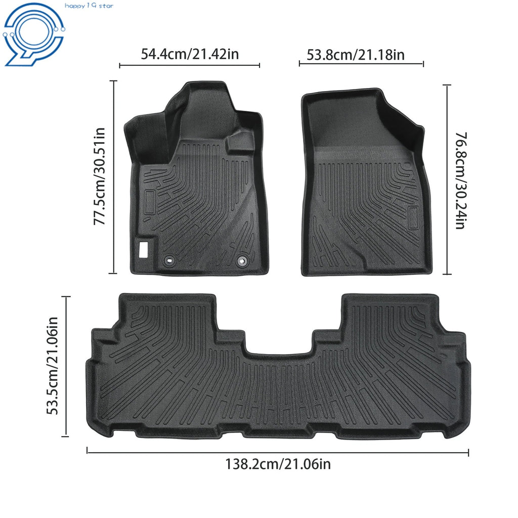 Set of 3 TPE Floor Mats Liners for Toyota Highlander (2008–2013)