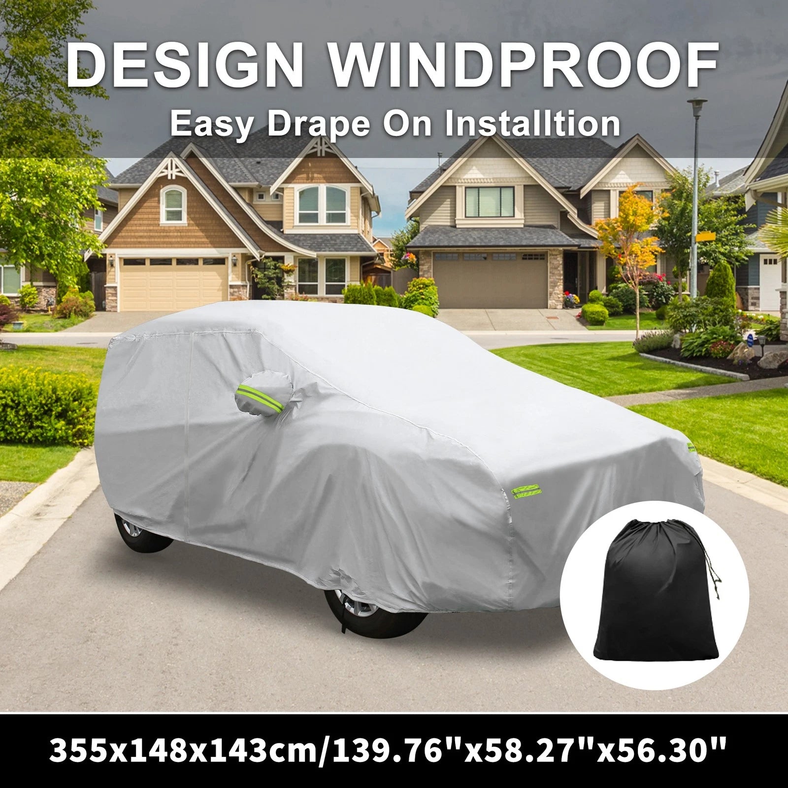 Waterproof Car Cover with Hook for Suzuki Alto (375x148x143cm)