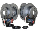 Front Rear Brake Kit with Drilled Rotors & Bosch Ceramic Pads for Cadillac Chevy GMC