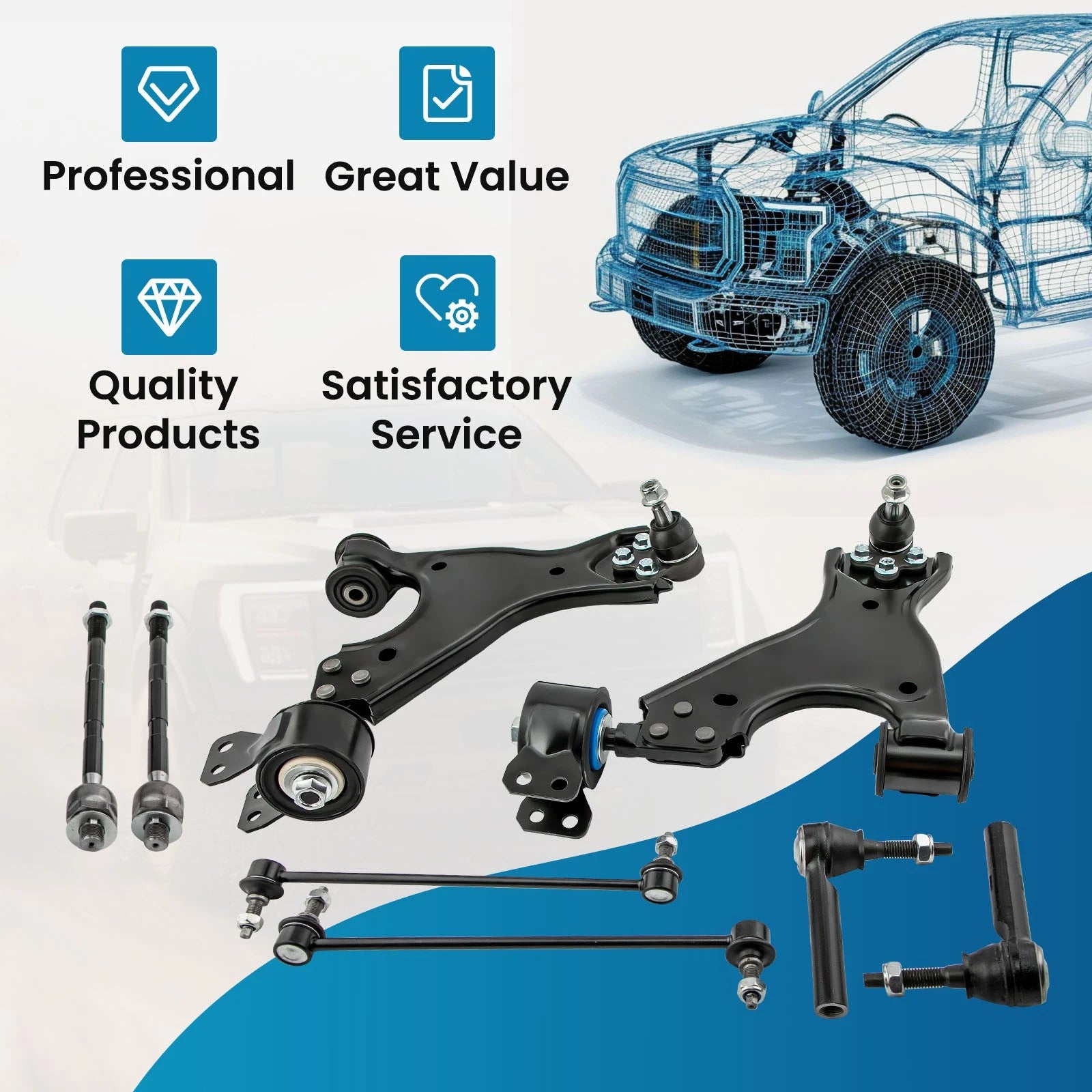 8x Lower Control Arms w/Ball Joints for Buick Enclave (2008–2015)