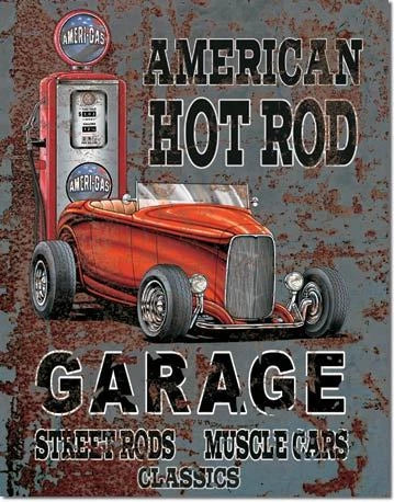 Tin Metal Sign for Hot Rod Classic Car Garage Muscle Car V8 (Vintage 1539)