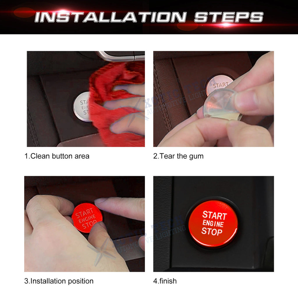 Red Aluminum Engine Push Button Decor Cover for Audi A4 A5 A6 (2009-2019)