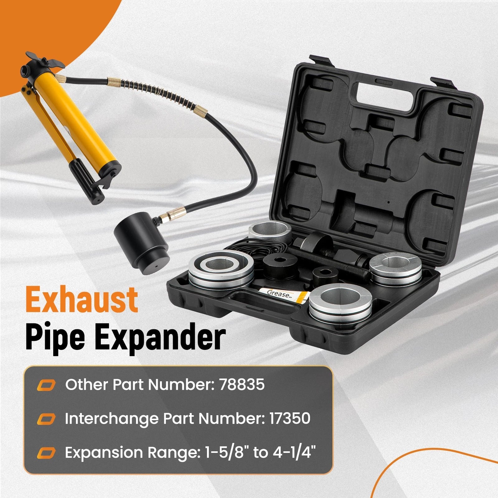 Hydraulic Exhaust Pipe Expander Tool for Universal Vehicles (1.625" to 4.25")