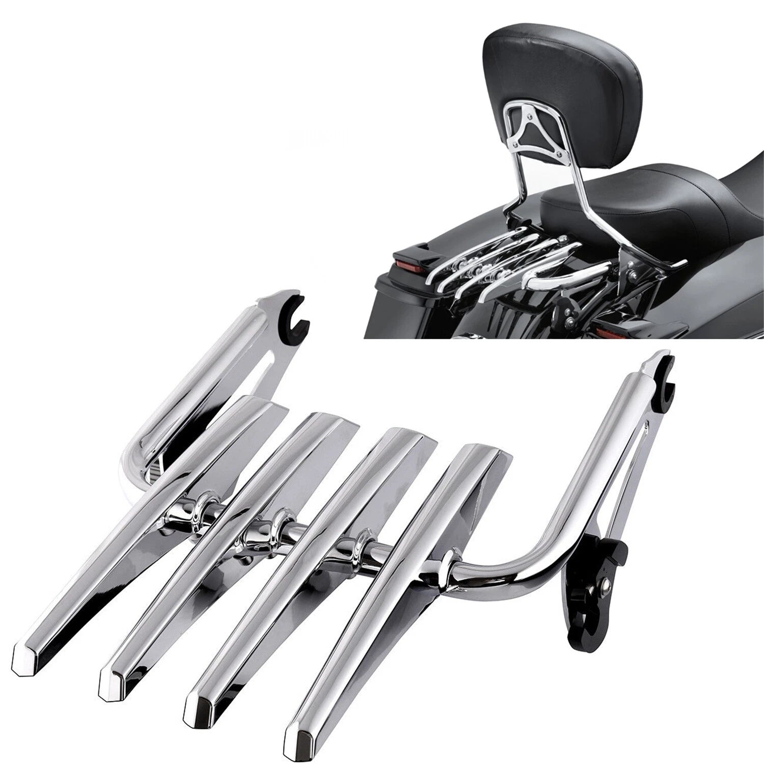 Chrome Enlarged Detachable Luggage Rack for Harley Touring FLHR FLTR (2009–Present)