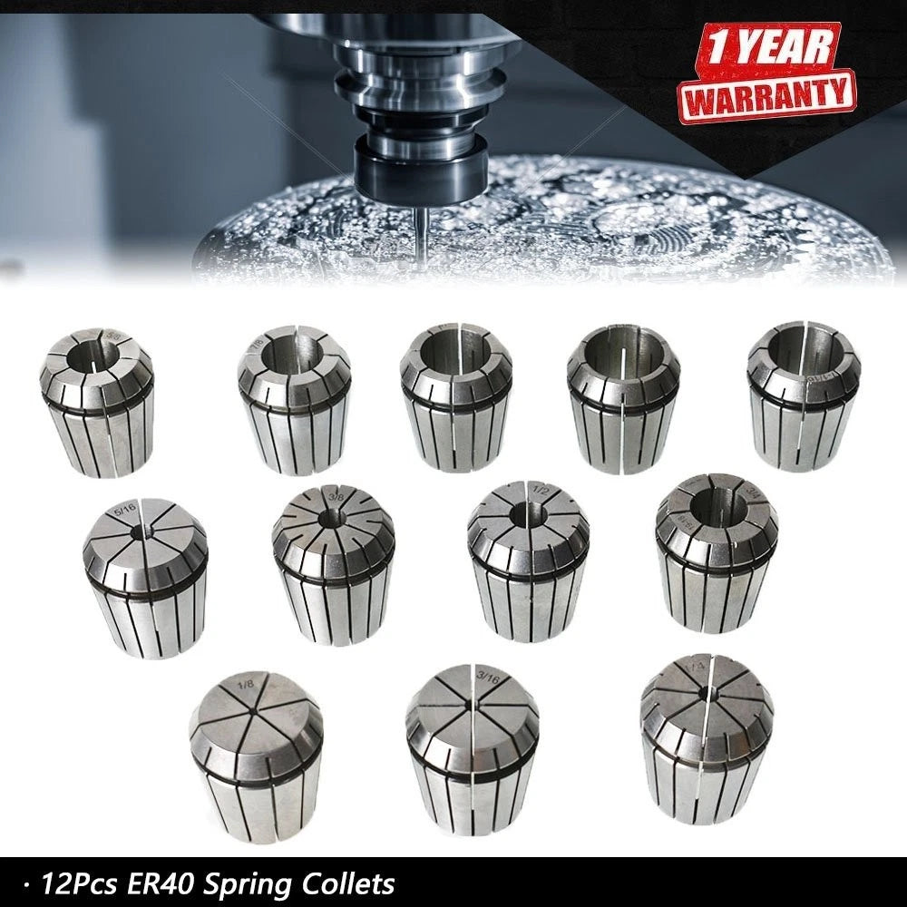 12PC Collet Set for CNC Milling Lathe (1/8"-1-1/8")