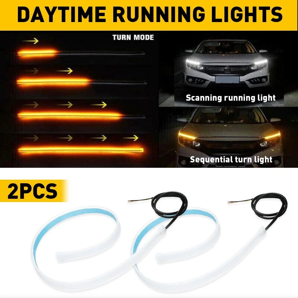 2X 60CM LED DRL Light Strip for Universal Cars