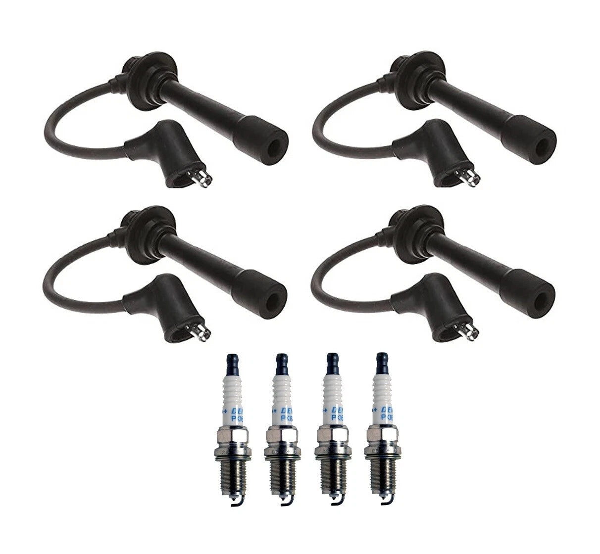 Denso 7mm Wire Set & 4 Double Platinum Spark Plugs for Mazda Miata (1990–2005)
