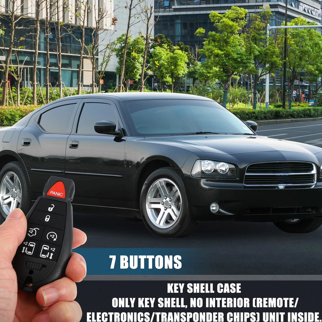 7 Button Keyless Entry Remote Key Shell Cover for Dodge Chrysler (No Chip)