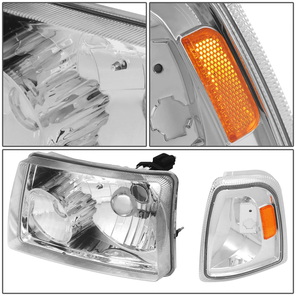 Set of 2 Chrome Housing Amber Corner Bumper Headlights for Ford Ranger (2001–2011)