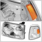 Set of 2 Chrome Housing Amber Corner Bumper Headlights for Ford Ranger (2001–2011)