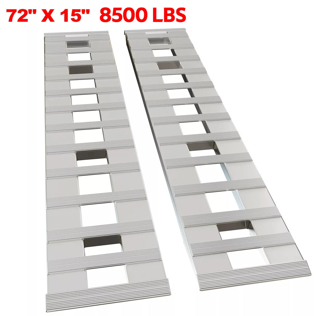 Set of 2 Aluminum Hook Ramps for Car Truck Trailer (8500 lbs, 72" x 15")