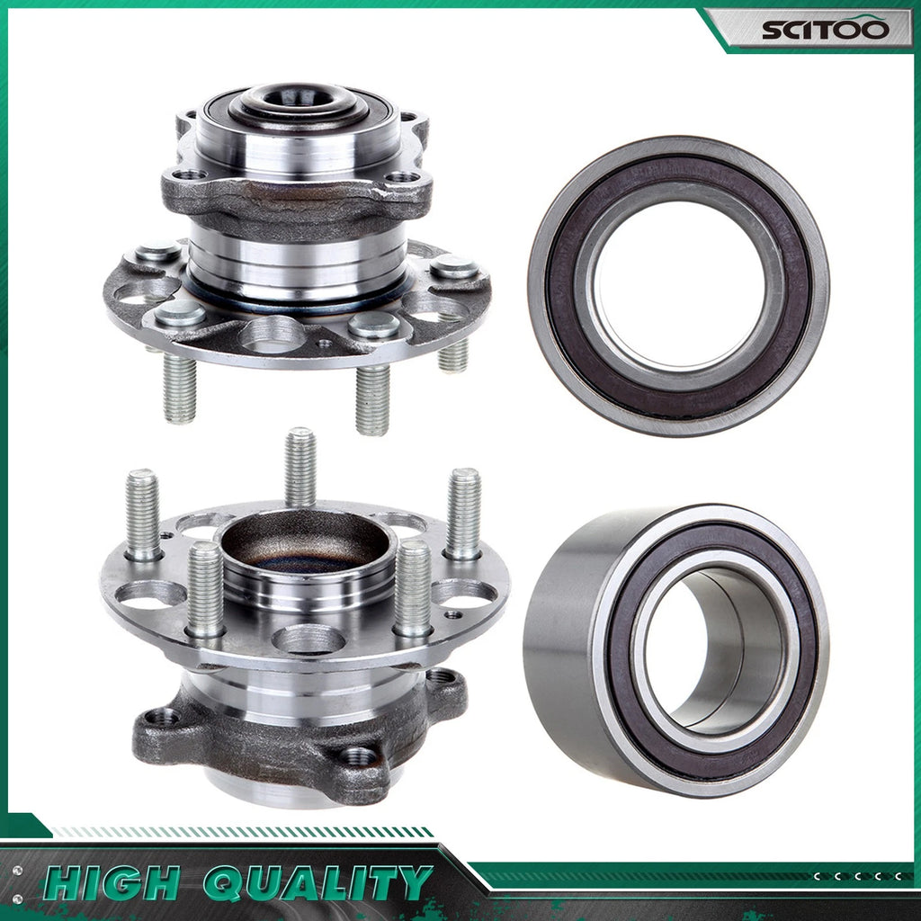 Set of 2 Front Rear Wheel Hub and Bearing for Acura TL Honda Accord (w/ABS) 510073 + 512327