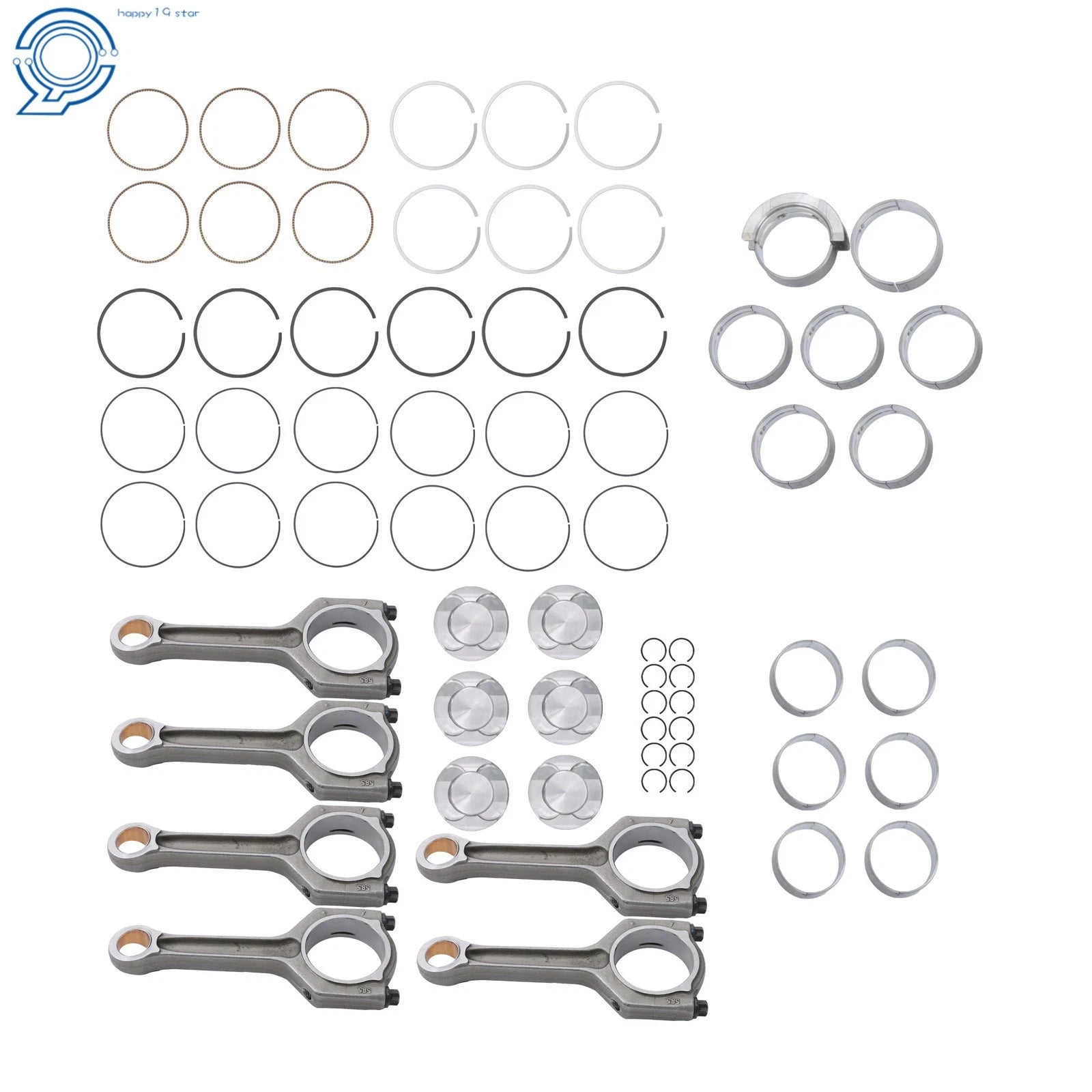 Set of 6 Connecting Rods and Pistons for BMW 3.0L L6 (2011–2017)
