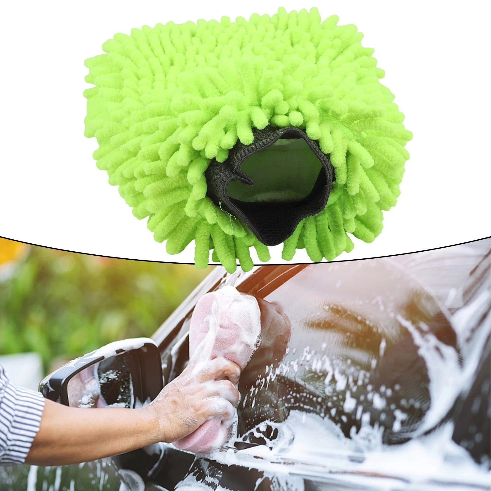 2X Chenille Microfiber Car Washing Gloves for Motorcycle (Washable)