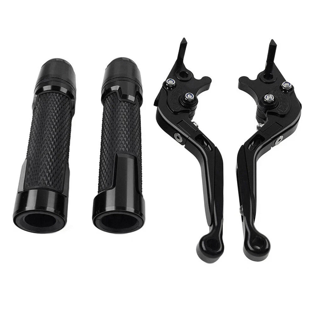 Black Extendable Brake Clutch Lever Grip Set for Kawasaki Ninja 650R (2006-2011)