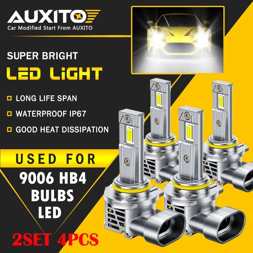 4X AUXITO 9006 LED Headlight Bulbs for High Low Beam (M6S)
