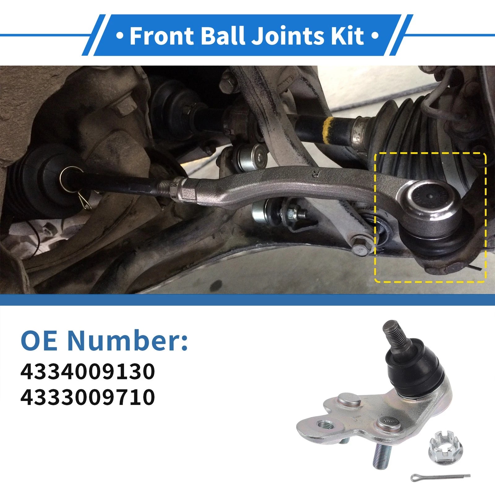 2X Front Lower Ball Joints for Toyota Avalon (2005–2018) No. 4334009130/4333009710
