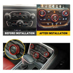 3pcs AC Radio Switch Trim Knob Ring Cover for Dodge Challenger/Charger (2015–2020) RED