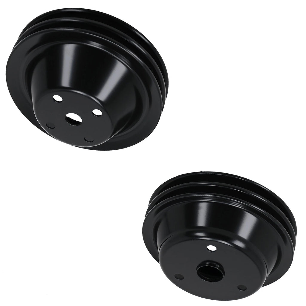 2X Double Groove LWP Long Water Pump Crankshaft Pulley for SBC Small Block Chevy (1969–1995)