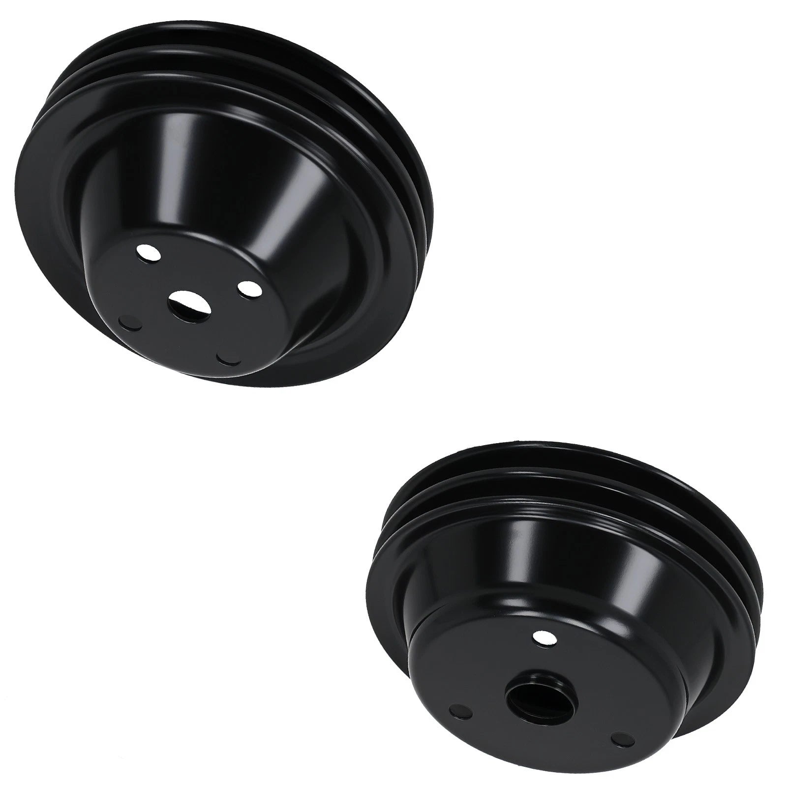 2X Double Groove LWP Long Water Pump Crankshaft Pulley for SBC Small Block Chevy (1969–1995)