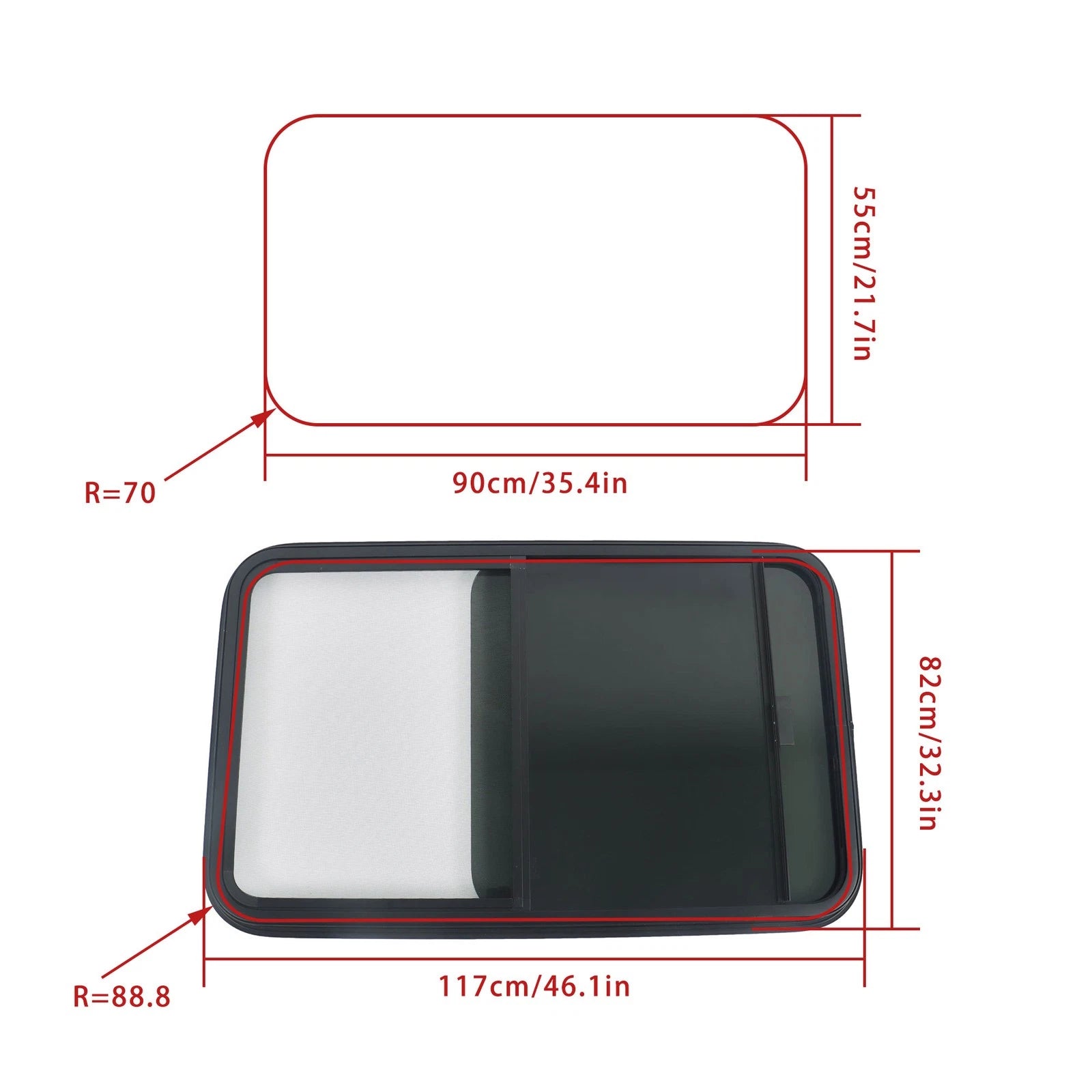 Horizontal Slider RV Window with Screen for Cargo Trailer (35" x 22")