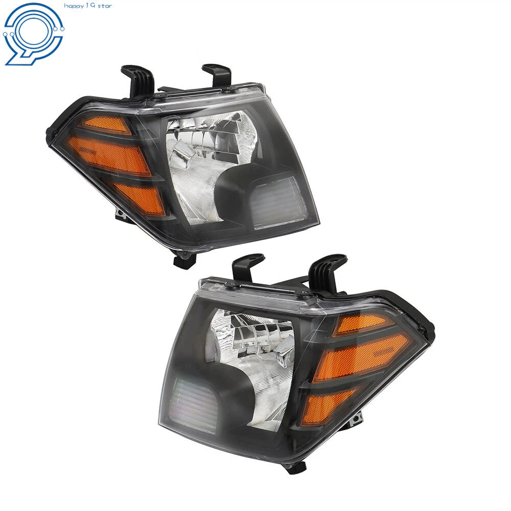 Set of 2 Halogen Headlights for Nissan Frontier (2009-2021) Black Housing