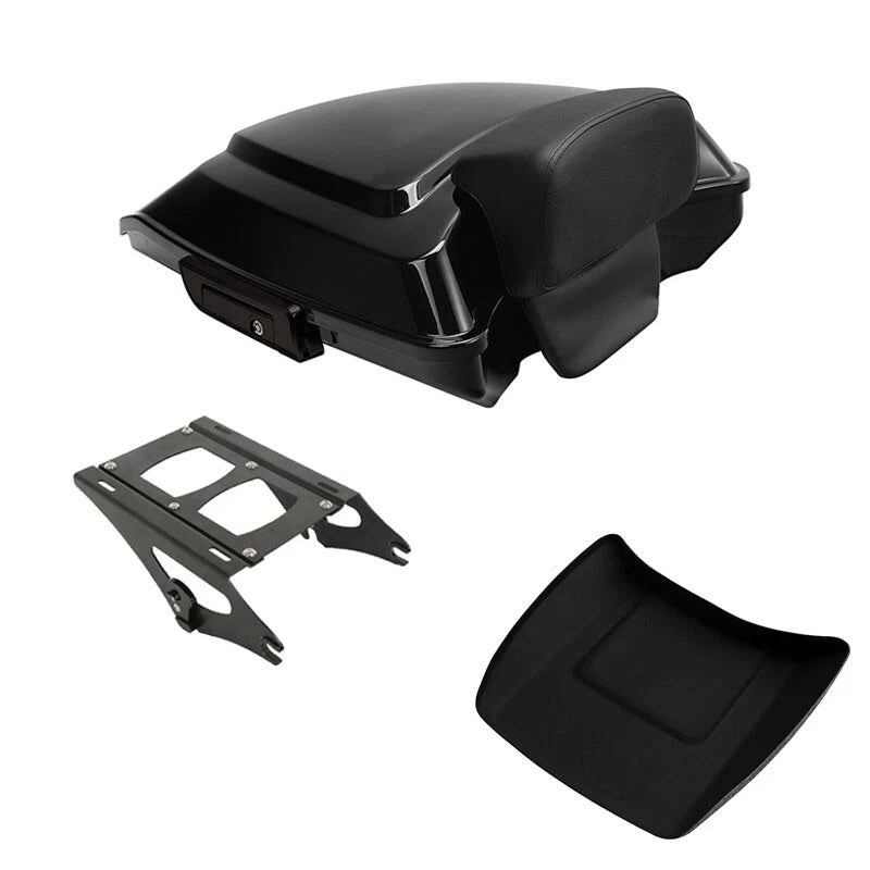 Black Razor Trunk Backrest Mount Rack for Harley Street Road Glide (2014–2026)