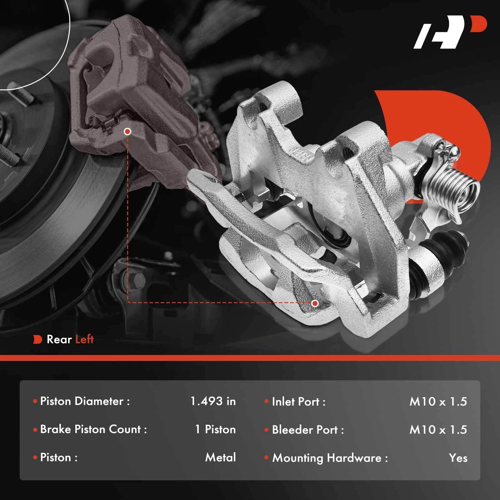 Rear Left Brake Caliper with Bracket for Cadillac Seville (1998–2004)