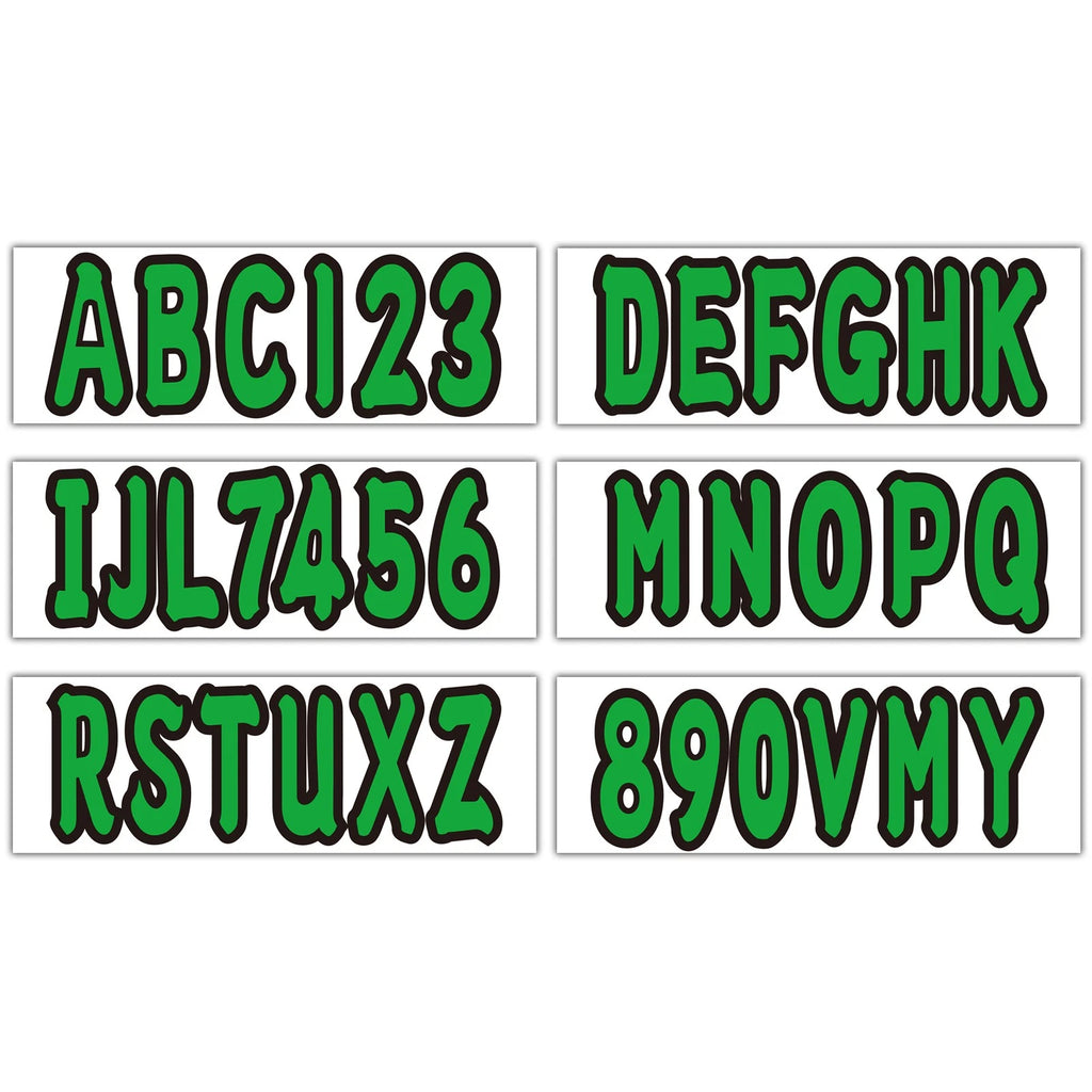 3" Green Boat Letters Numbers Stickers Decals for Boat Yachts PWC