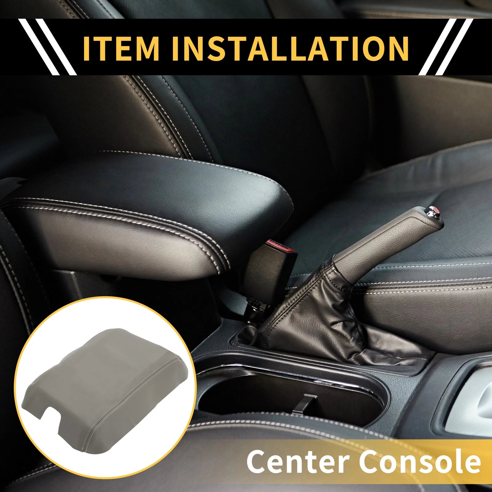 Console Lid Armrest Cover for Ford F-150 (2015–2023) Microfiber Leather Grey