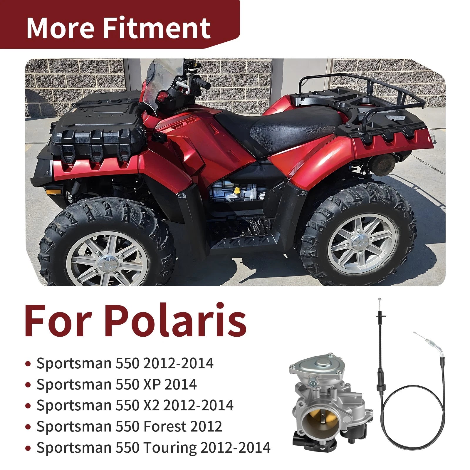 Throttle Body + Cable for Polaris Sportsman 550 X2 (2012–2014) 3131743 7081576