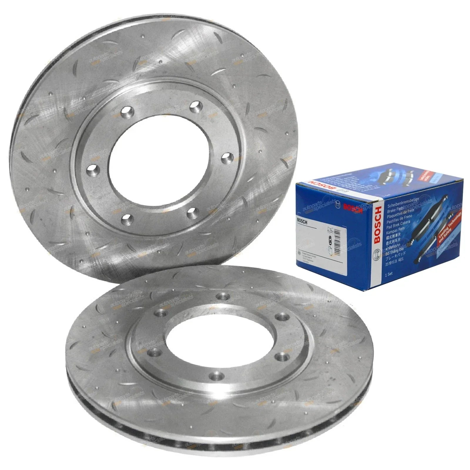 Front Slotted Disc Rotors & Brake Pads for Patrol MQ MK GQ Y60