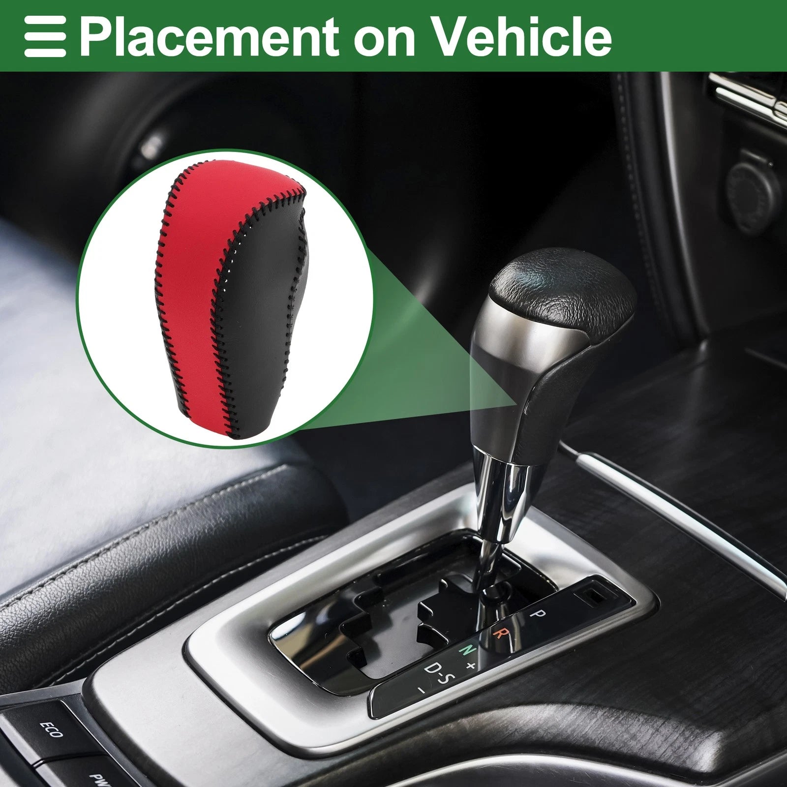 1 Pc Gear Shift Knob Cover for Mazda CX-30 (2020–2022) Black Red Faux Leather