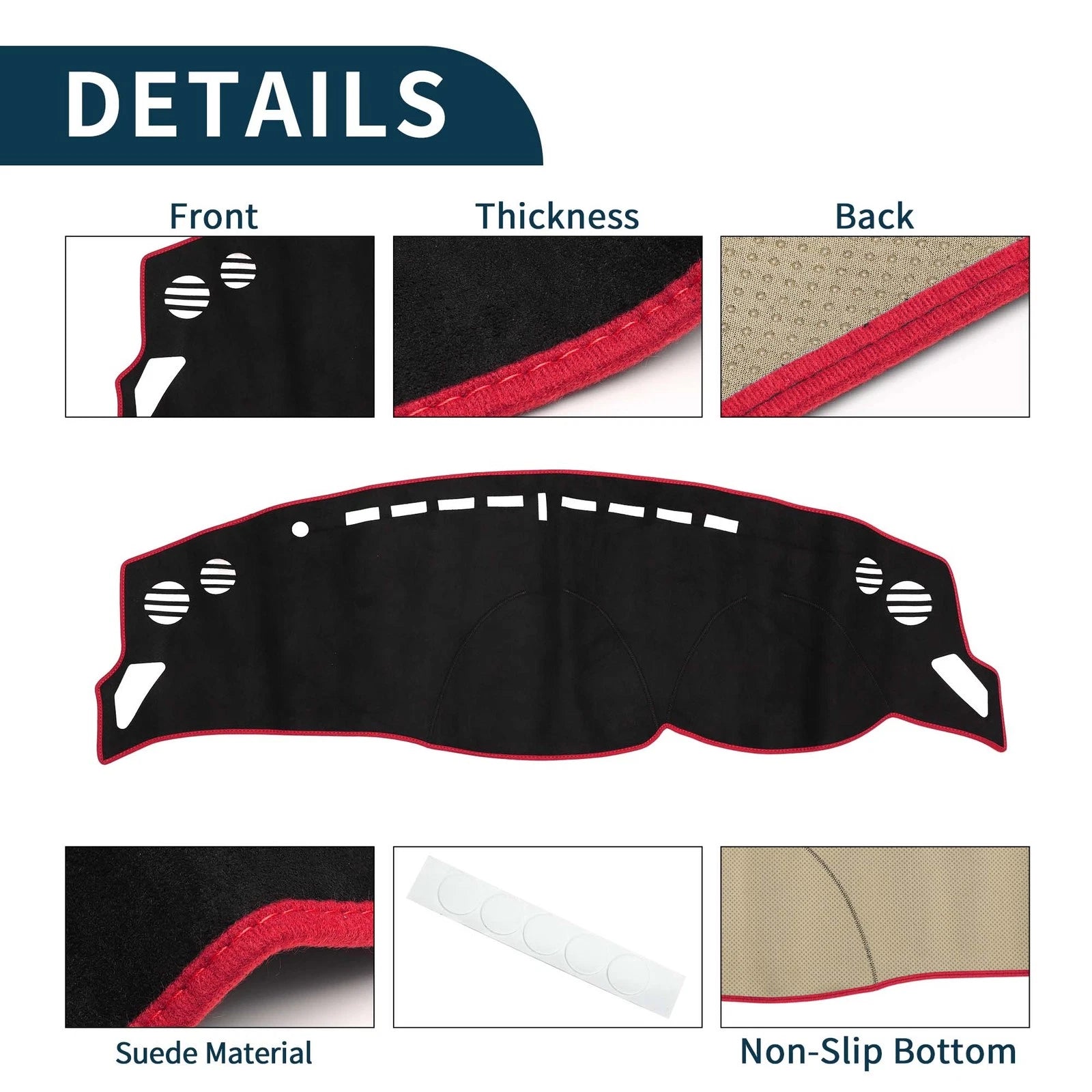 Dashboard Cover Mat for Toyota 86 (ZN6) (2012) Sun Protector Black Red
