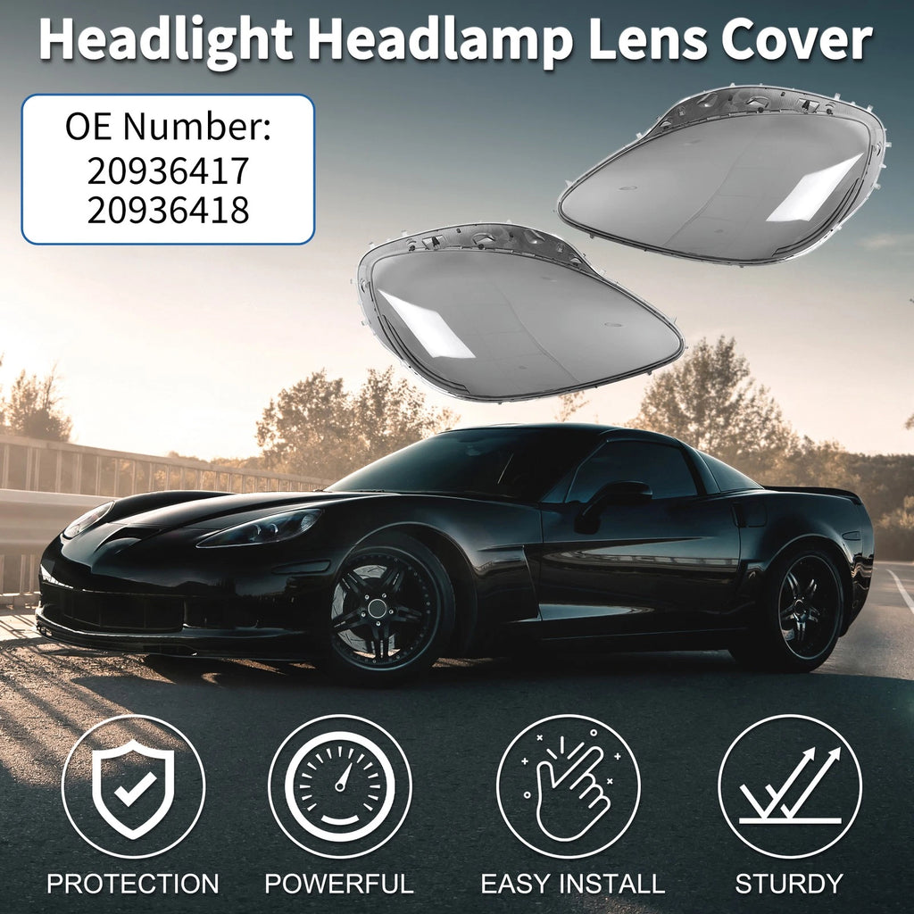 Set of 2 Headlight Lens Covers for Chevy Corvette C6 (2005–2013) Smoked