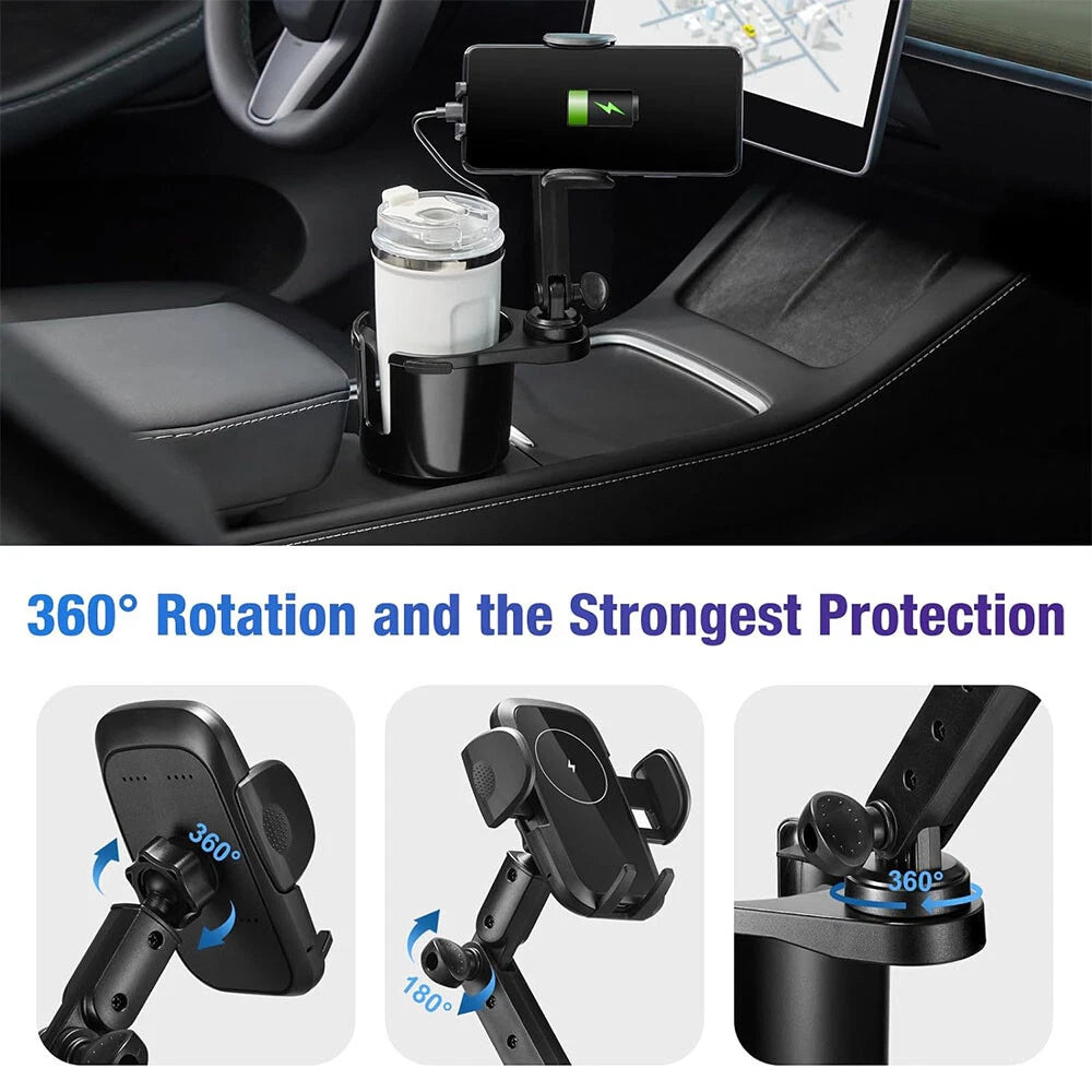 Wireless Charger Cup Holder 15W for Ford Escape (2017-2020)