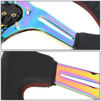 NRG 35cm Neo Chrome Leather Steering Wheel for Universal Fit (3" Deep)