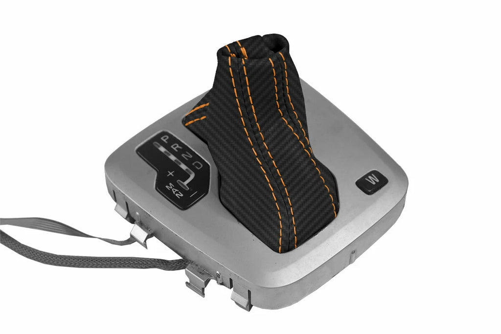 Automatic Shift Boot Cover for Volvo XC90 (2003–2014) Carbon Fiber Orange Stitch
