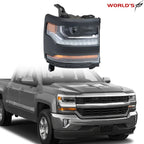 Headlight for Chevy Silverado 1500 (2016–2018) HID/Xenon LED Black Right