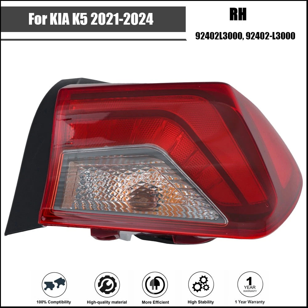Clear Lens Tail Light Assembly for KIA K5 (2021â2024) RH/Passenger Side